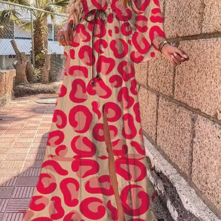 Vestido midi con abertura de gasa y estampado floral para mujer 