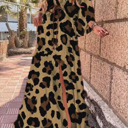 Vestido midi con abertura de gasa y estampado floral para mujer 