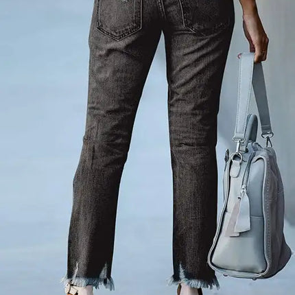 Women's Solid Zip-Fly Shredded Skinny Jeans