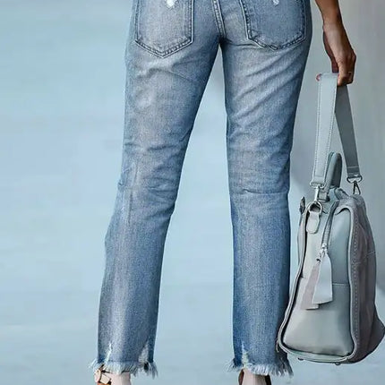 Women's Solid Zip-Fly Shredded Skinny Jeans