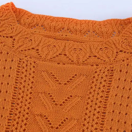 Suéter de manga larga con abertura y mangas de pétalos para mujer 