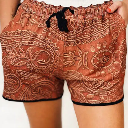 Women's Tribal Print Drawstring Mid Waist Shorts