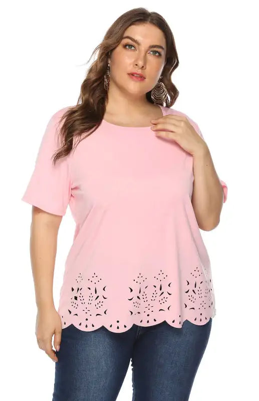 Women's Plus Size Short Sleeve Solid Top