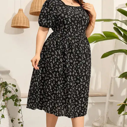 Women's Plus Size Short Sleeve Printed Dress