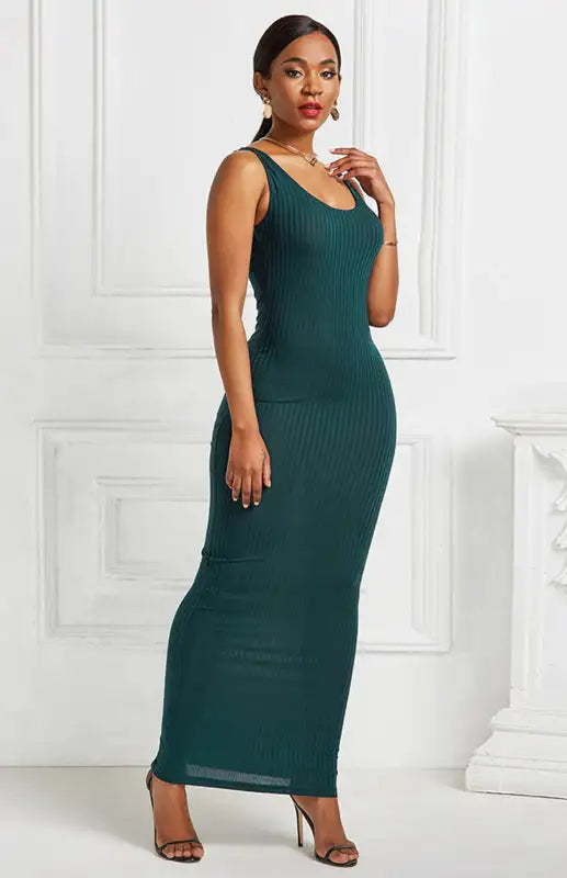 Women's Plus Size Solid Color Sleeveless Dress