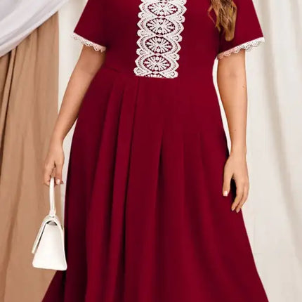 Women's Plus Size Lace Short Sleeve Dress
