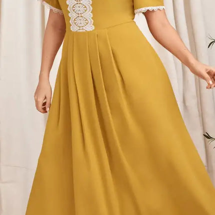 Women's Plus Size Lace Short Sleeve Dress