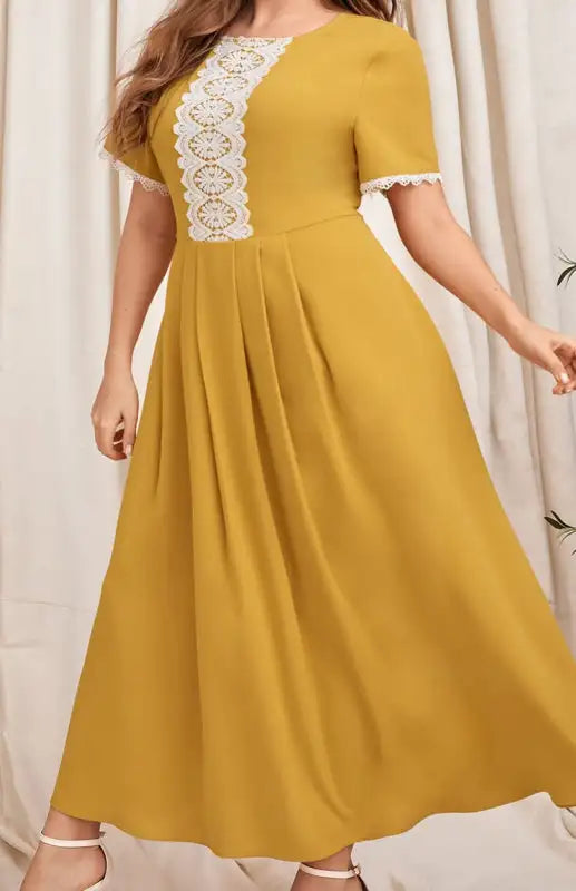 Women's Plus Size Lace Short Sleeve Dress