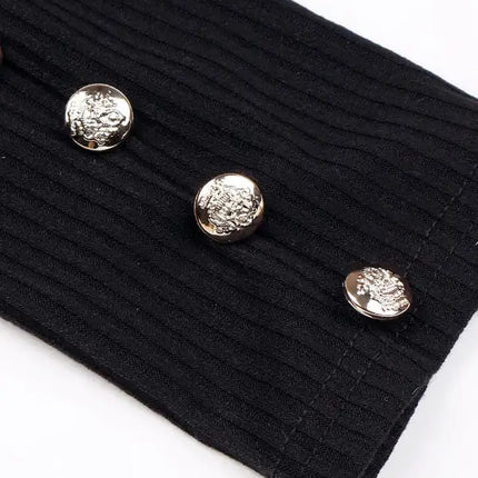 Top camisero de cuello alto liso con botones para mujer 