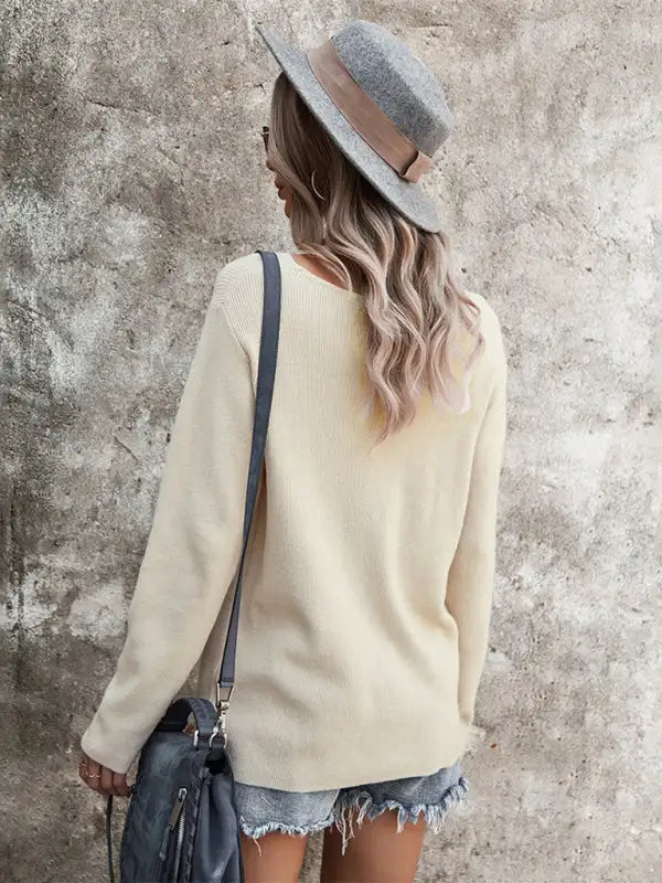 Top sexy cruzado con cuello en V y manga larga para mujer 