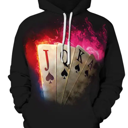 Halloween Digital Print Hooded Long Sleeve Loose Pullover Sweatshirt