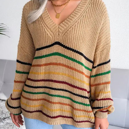 Women's Rainbow Stripe casual loose sweater