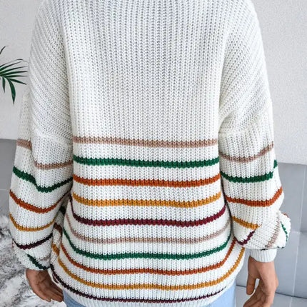 Women's Rainbow Stripe casual loose sweater