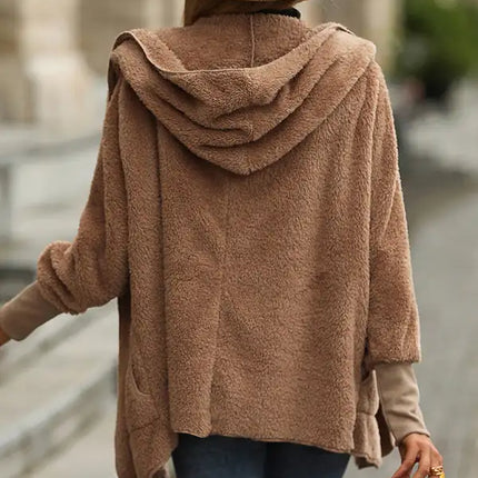 Abrigo de cachemira de doble cara de lana de cordero de imitación para mujer 