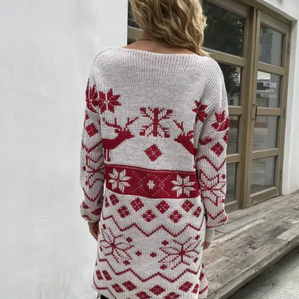 Vestido de alce navideño irregular con cuello en V y abertura sexy para mujer 