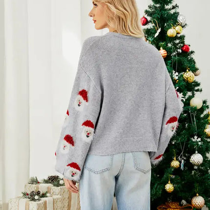 Jersey de manga larga de punto navideño para mujer 