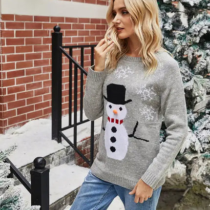 Jersey de manga larga de punto navideño para mujer 