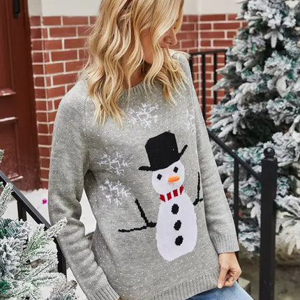 Jersey de manga larga de punto navideño para mujer 
