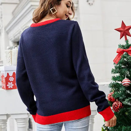 Women's pullover Christmas knitted long sleeve sweater - Vickie Lynn's