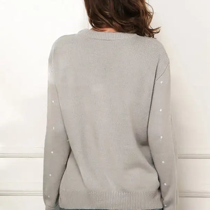 Jersey de manga larga de punto navideño para mujer 