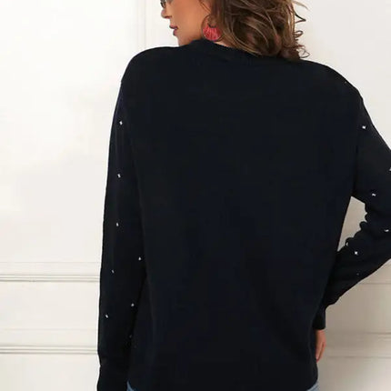 Jersey de manga larga de punto navideño para mujer 