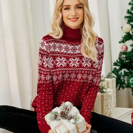 Jersey de manga larga de punto navideño para mujer 