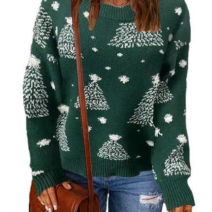 Jersey de manga larga de punto navideño para mujer 