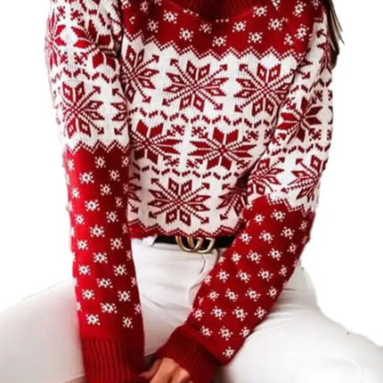 Jersey de manga larga de punto navideño para mujer 