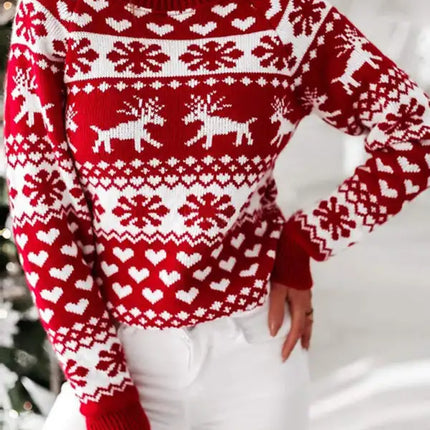 Jersey de manga larga de punto navideño para mujer 