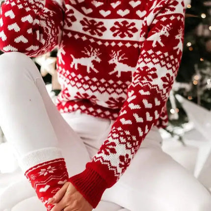 Jersey de manga larga de punto navideño para mujer 