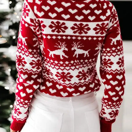 Jersey de manga larga de punto navideño para mujer 