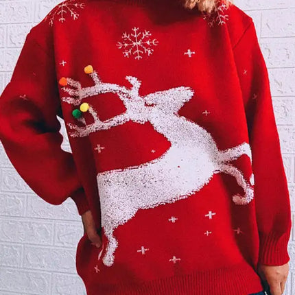 Women's pullover Christmas knitted long sleeve sweater