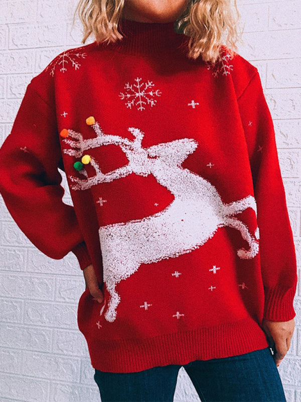 Jersey de manga larga de punto navideño para mujer 
