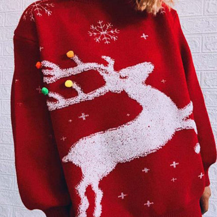 Women's pullover Christmas knitted long sleeve sweater