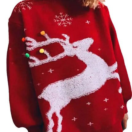 Women's pullover Christmas knitted long sleeve sweater