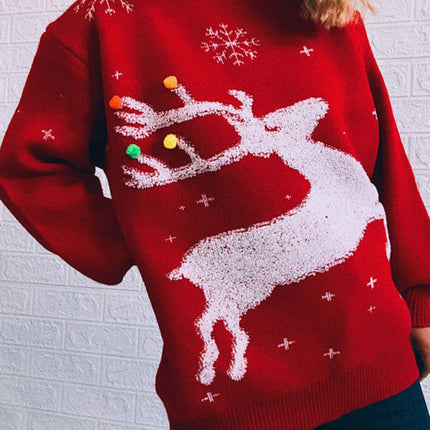 Women's pullover Christmas knitted long sleeve sweater