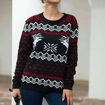 Jersey de manga larga de punto navideño para mujer 