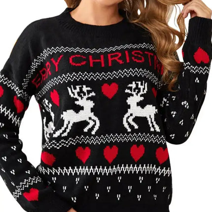 Jersey de manga larga de punto navideño para mujer 