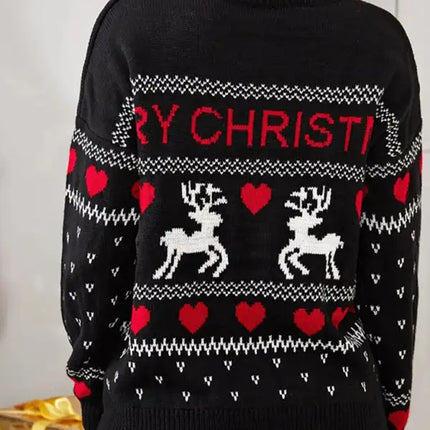 Jersey de manga larga de punto navideño para mujer 