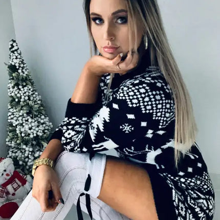 Women's pullover Christmas long sleeve sweater dress
