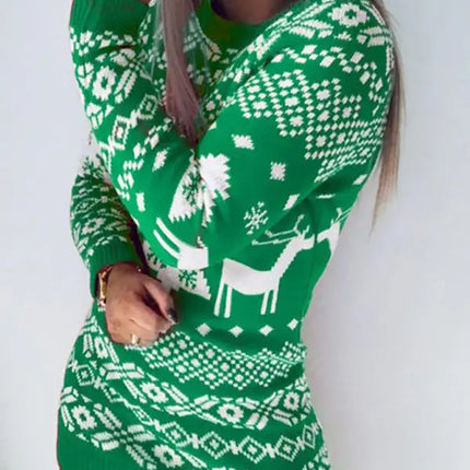 Women's pullover Christmas long sleeve sweater dress