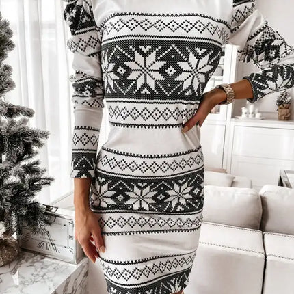 Women's sheath Christmas long-sleeved dresses