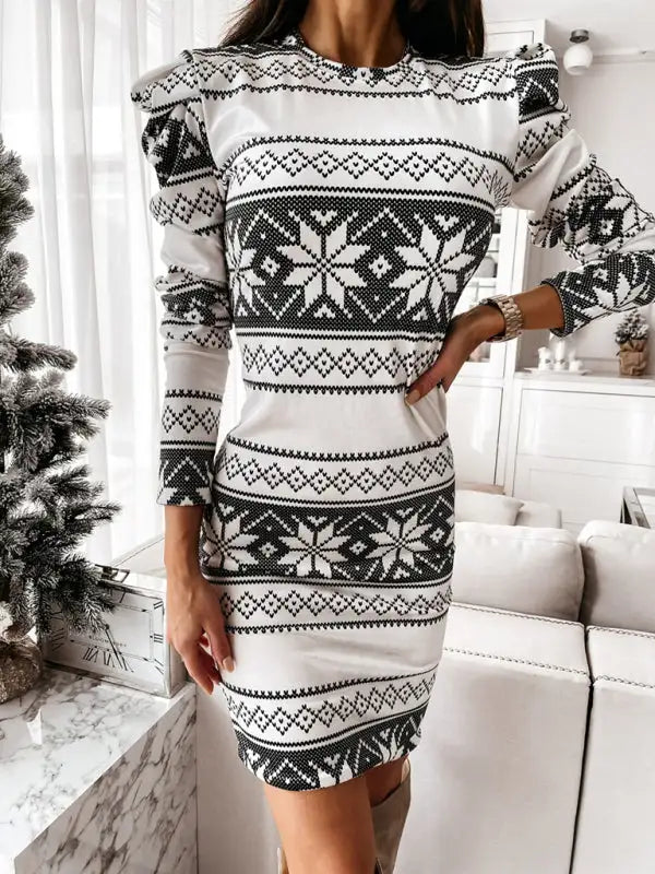 Women's sheath Christmas long-sleeved dresses