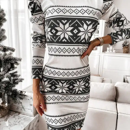 Women's sheath Christmas long-sleeved dresses