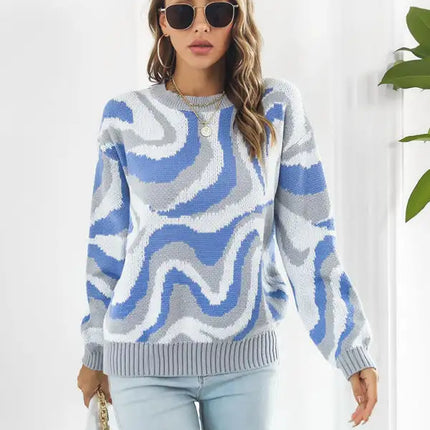 Suéter con mangas y hombros caídos en jacquard teñido anudado para mujer 