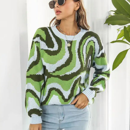 Suéter con mangas y hombros caídos en jacquard teñido anudado para mujer 