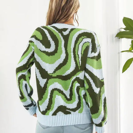 Suéter con mangas y hombros caídos en jacquard teñido anudado para mujer 