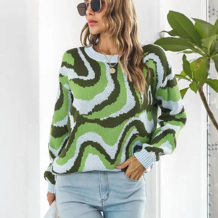 Suéter con mangas y hombros caídos en jacquard teñido anudado para mujer 