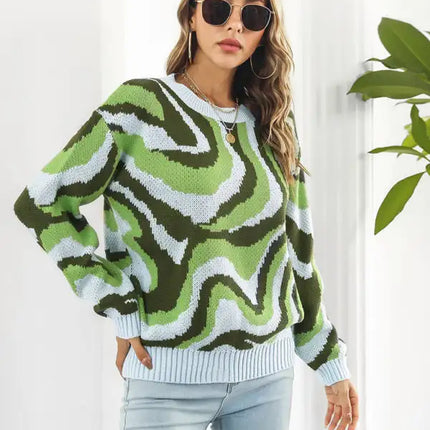 Suéter con mangas y hombros caídos en jacquard teñido anudado para mujer 