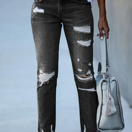 Women’s Rip Vibes Distressed Straight Leg Denim Jeans